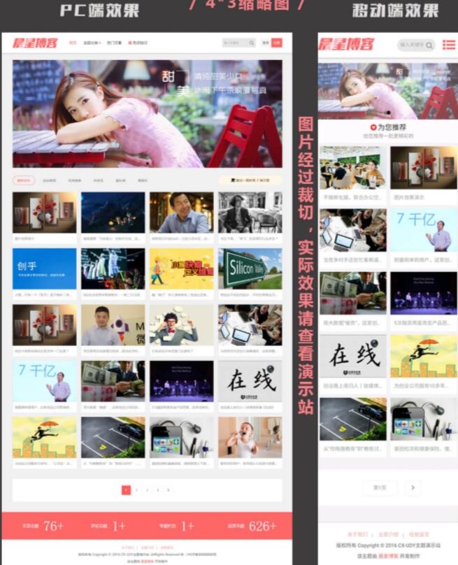 WordPress图片主题：自适应CX-UDY主题分享截图